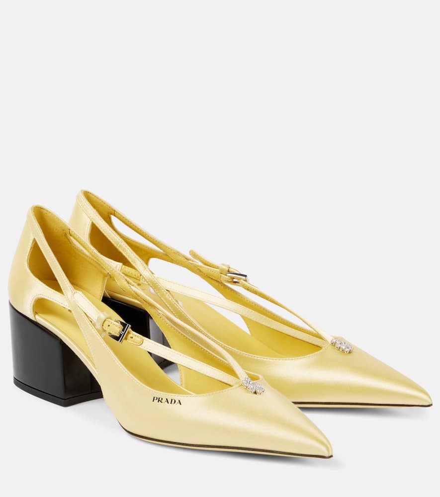 スリッポン PRADA Cut out pumps Yellow 1I741NFB055049 Prada Block Heel Cut-out Pointed Toe Pumps In Yellow | ModeSens