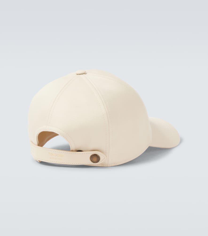 Tom Ford Tf Leather-trimmed Cotton Canvas Cap In White