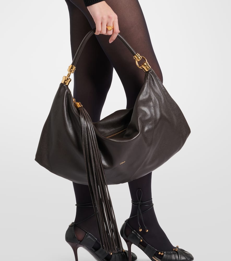 Chloé Foulard Leather Shoulder Bag In Brown