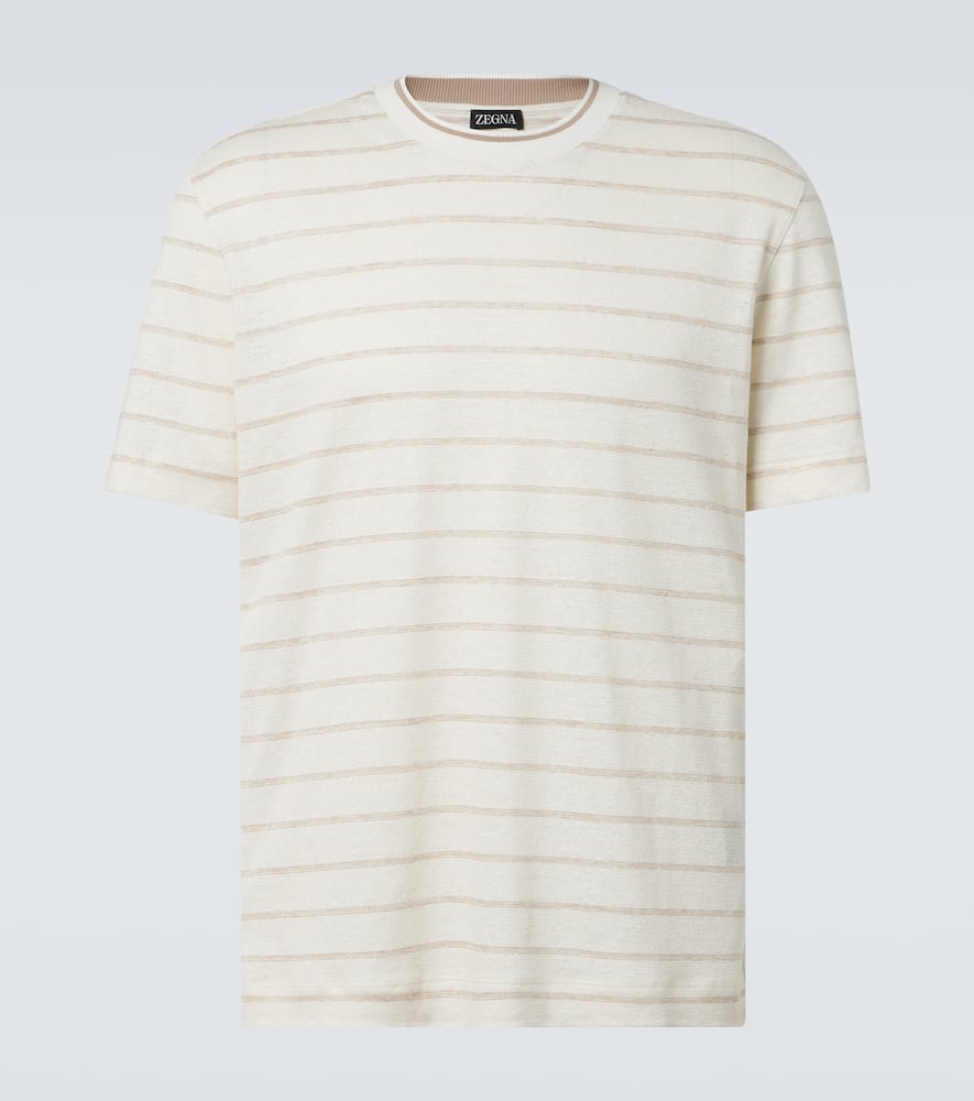 Striped linen and silk-blend T-shirt