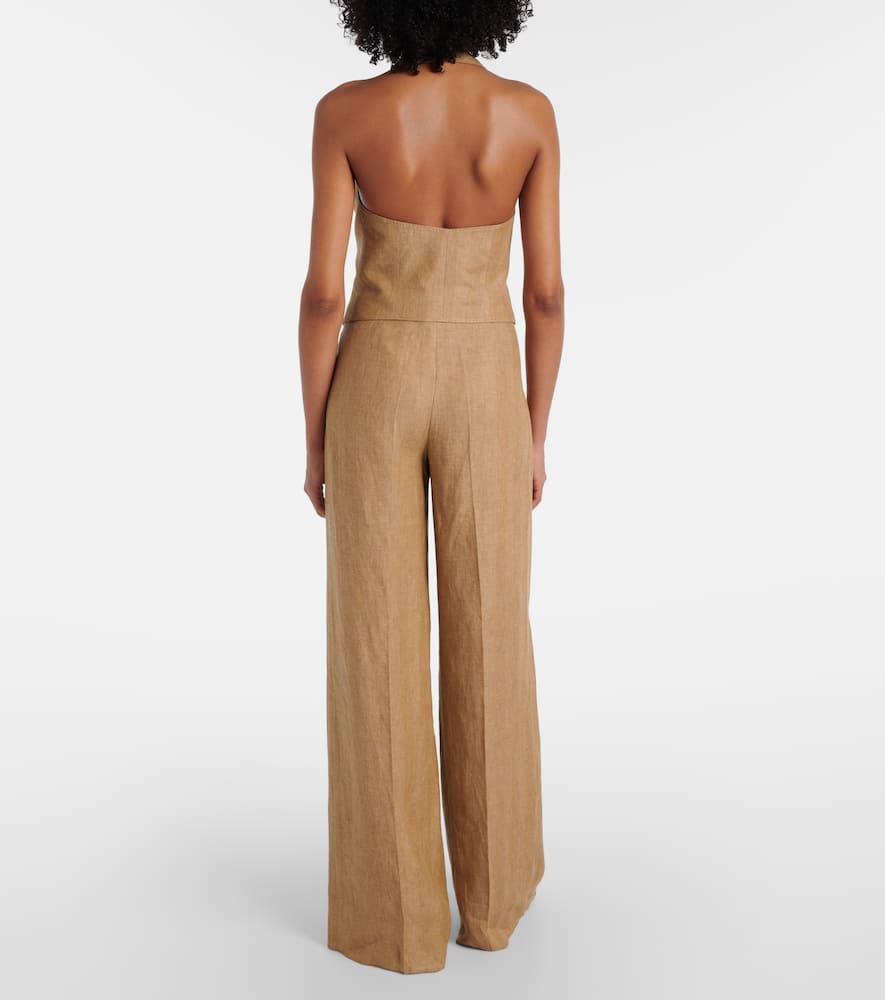 Max Mara Knitwear With Button Detailing And Halterneck In Beige