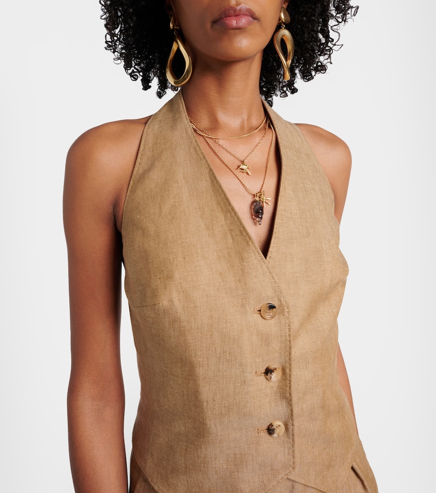 Max Mara Knitwear With Button Detailing And Halterneck In Beige