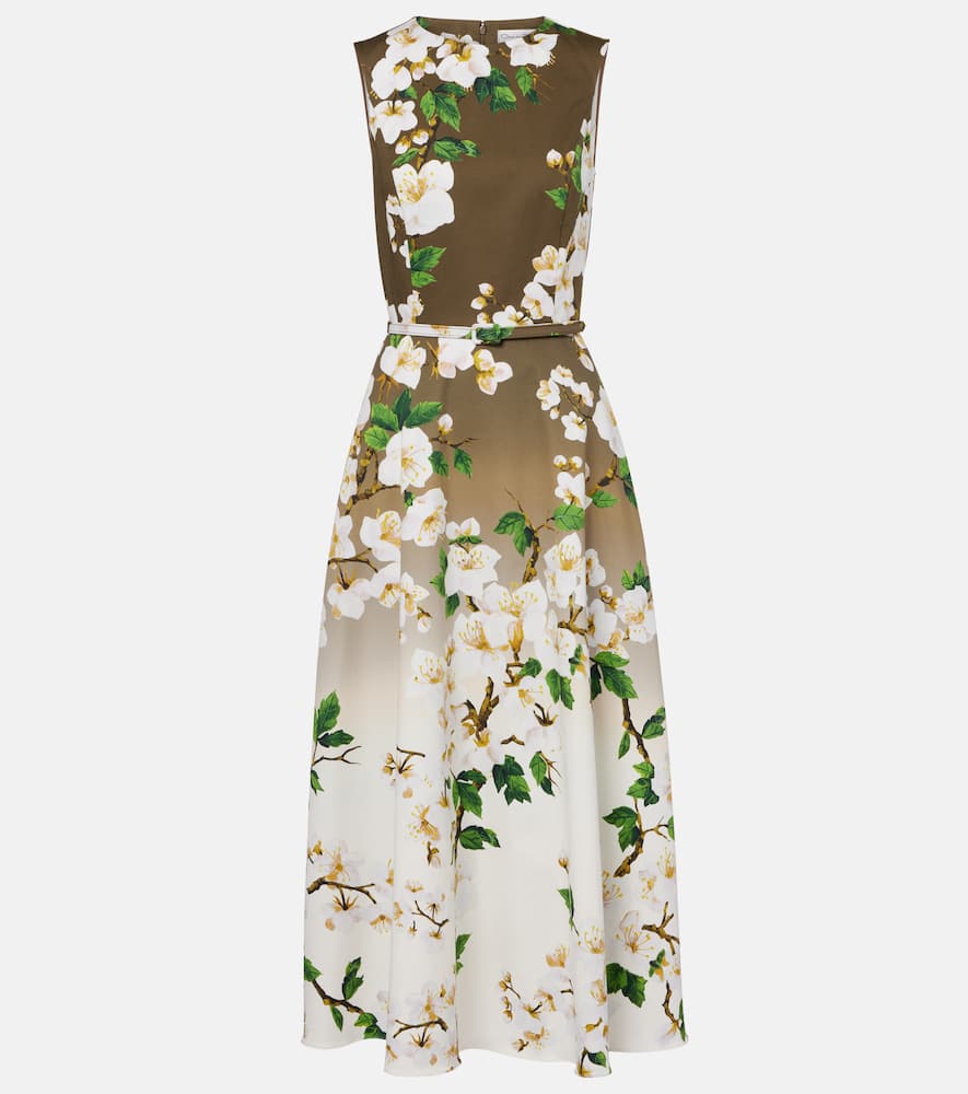 Oscar De La Renta Sleeveless Ombre Ankle Length Cherry Blossom Dress