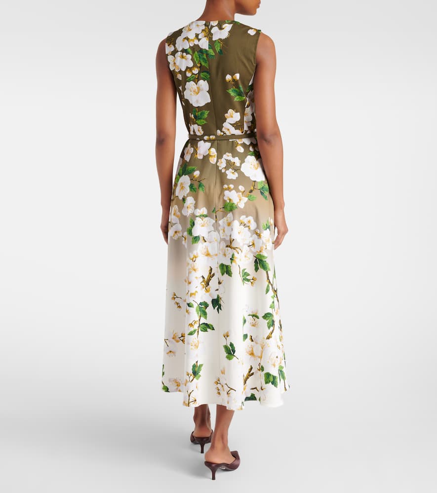 Oscar De La Renta Sleeveless Ombre Ankle Length Cherry Blossom Dress