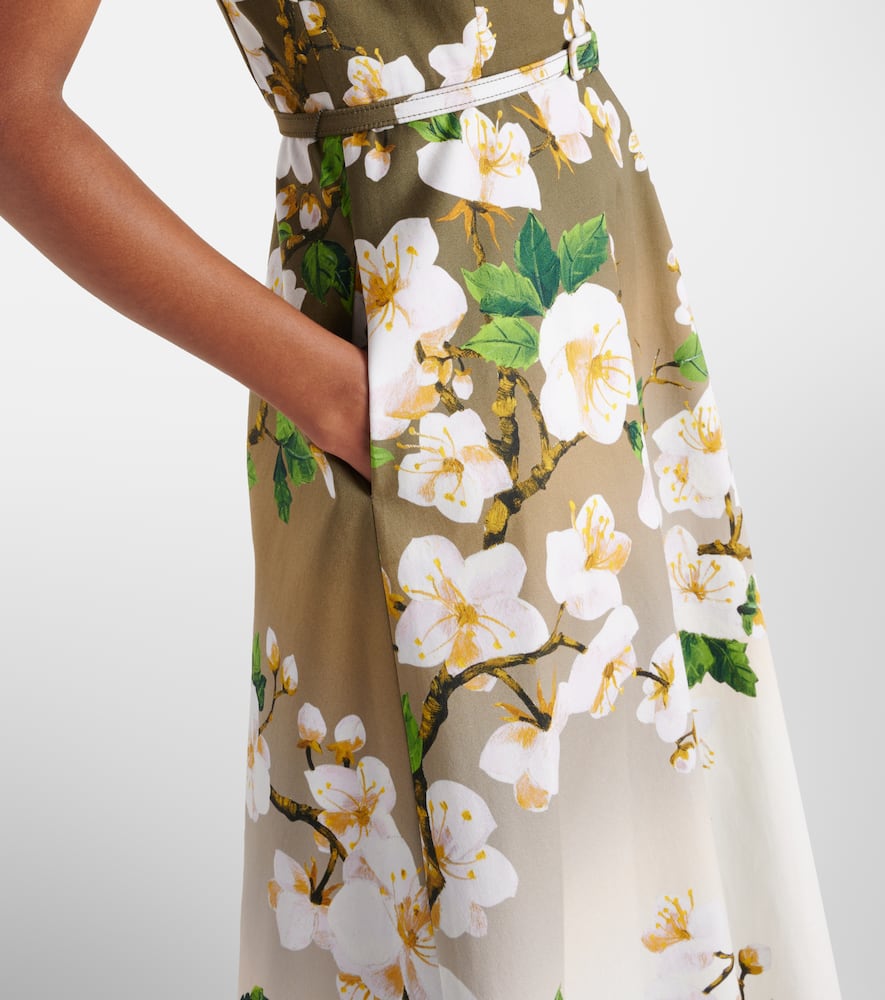 Oscar De La Renta Sleeveless Ombre Ankle Length Cherry Blossom Dress