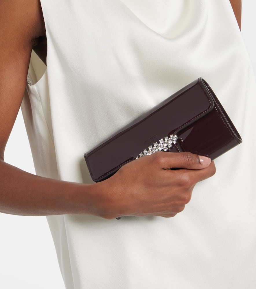 Jimmy Choo Bing Patent Leather Wallet On Chain In Burgundy