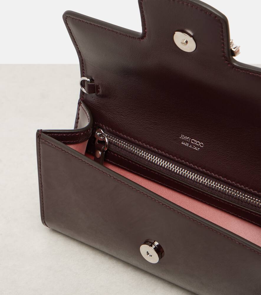 Jimmy Choo Bing Patent Leather Wallet On Chain In Burgundy