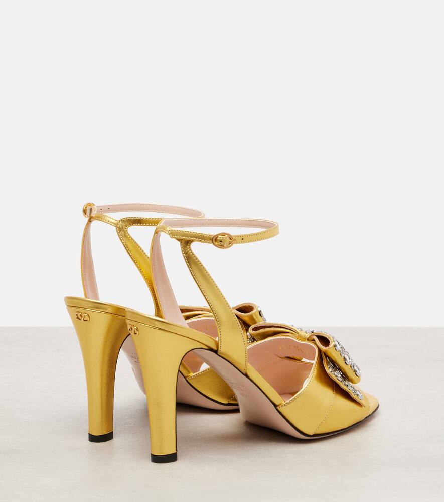 Valentino Bowow 95 Embellished Metallic Leather Sandals