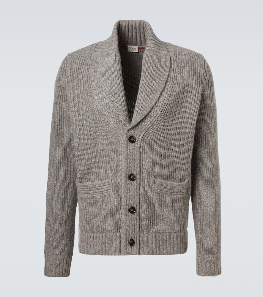 Ribbed-knit wool and cashmere cardigan