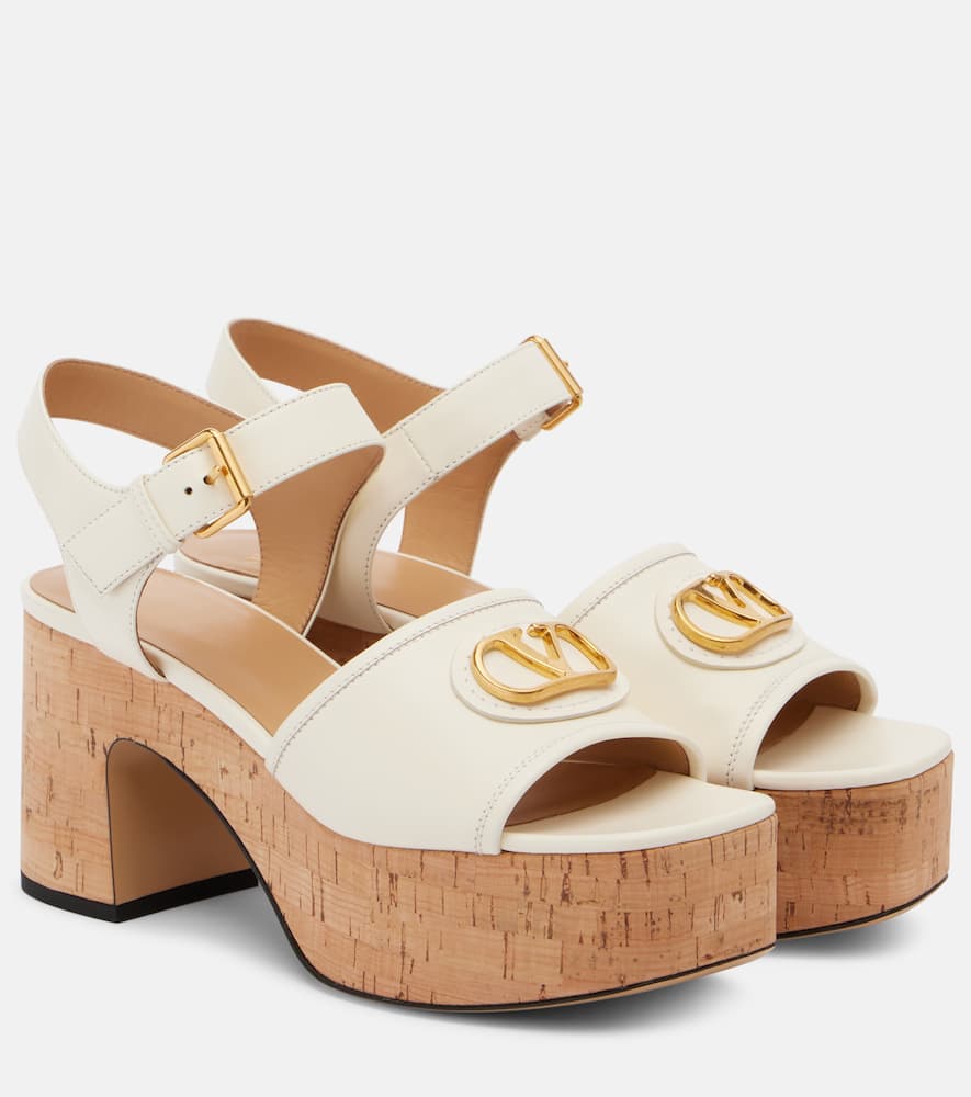VLogo Signature 80 leather platform sandal