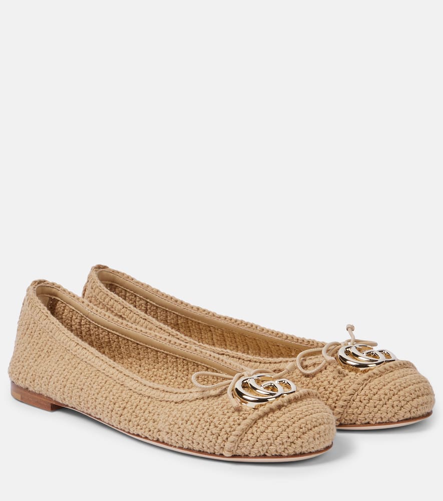 Gucci Marmont Gg Crochet Ballet Flats