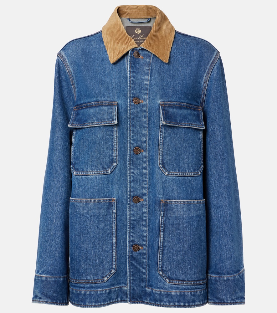 Loro Piana Dean Corduroy-trimmed Denim Jacket In Blue