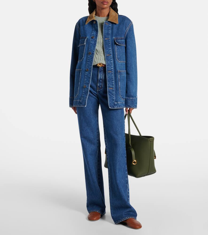 Loro Piana Dean Corduroy-trimmed Denim Jacket In Blue