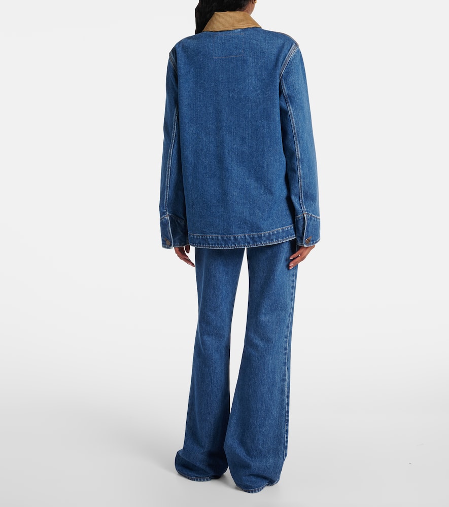 Loro Piana Dean Corduroy-trimmed Denim Jacket In Blue
