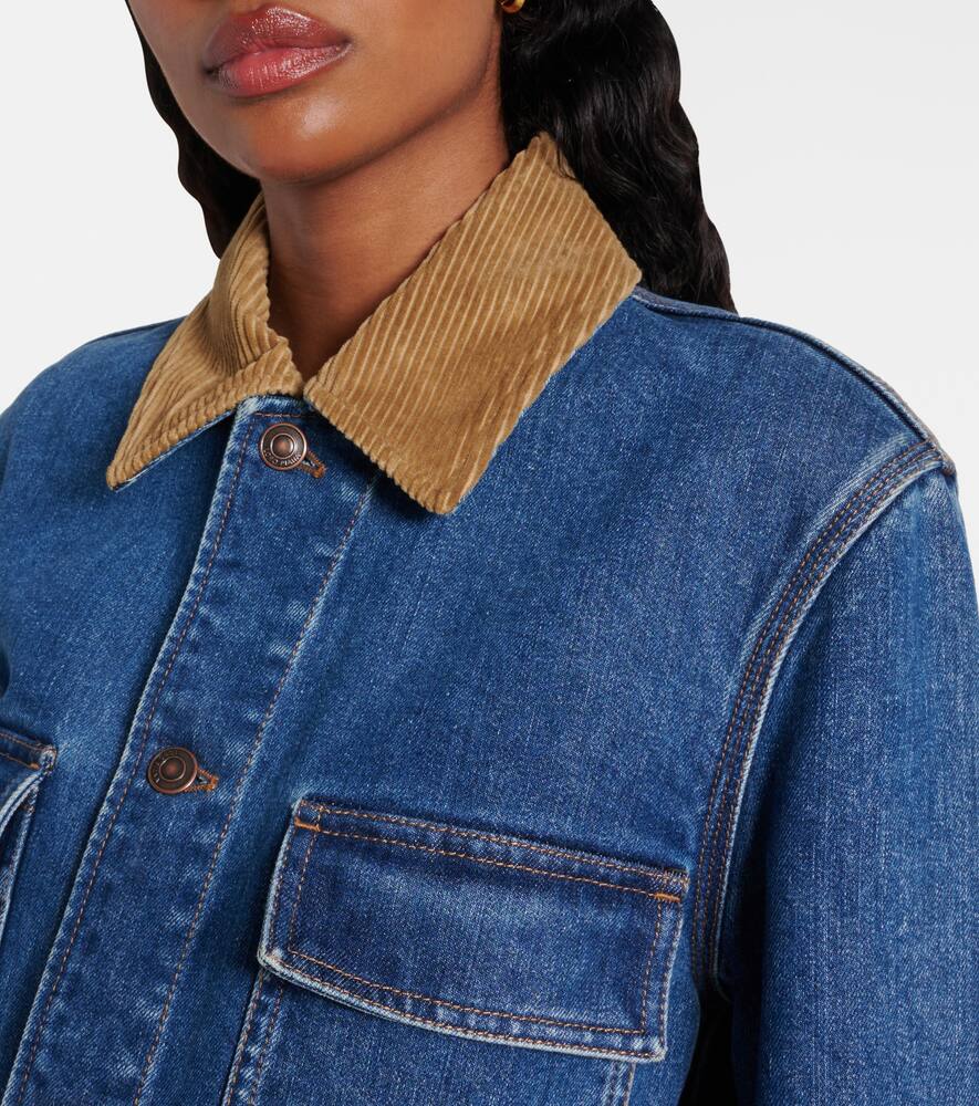 Loro Piana Dean Corduroy-trimmed Denim Jacket In Blue