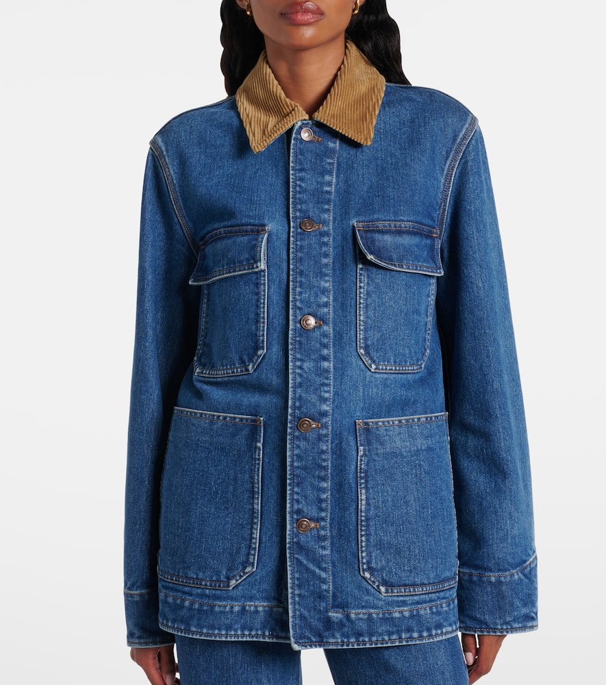 Loro Piana Dean Corduroy-trimmed Denim Jacket In Blue