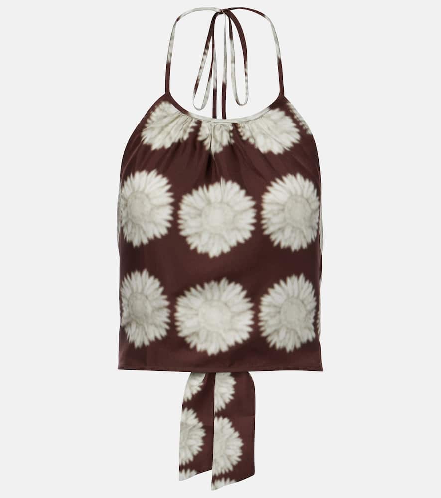 Bello printed halterneck silk top