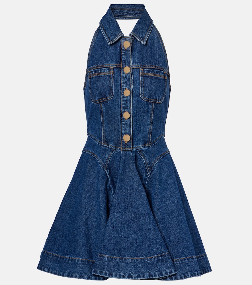 Flared denim midi dress