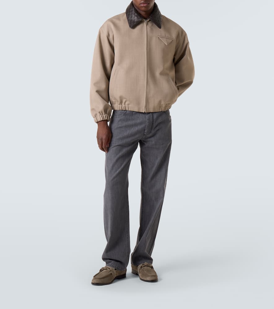Bottega Veneta Intrecciato Wool Blouson In Neutral
