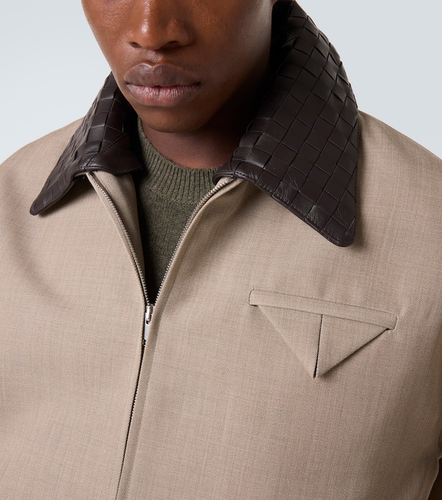 Bottega Veneta Intrecciato Wool Blouson In Neutral