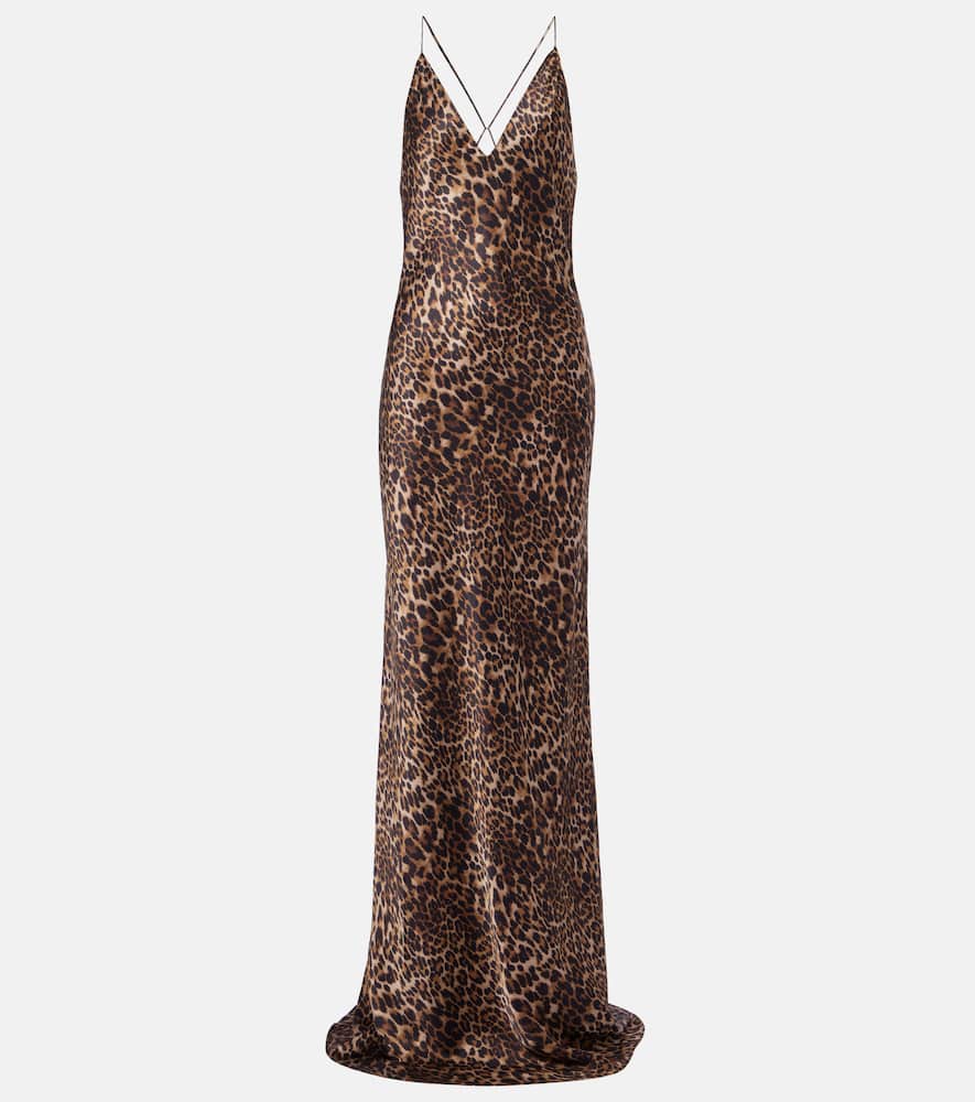 Ira leopard-print silk gown