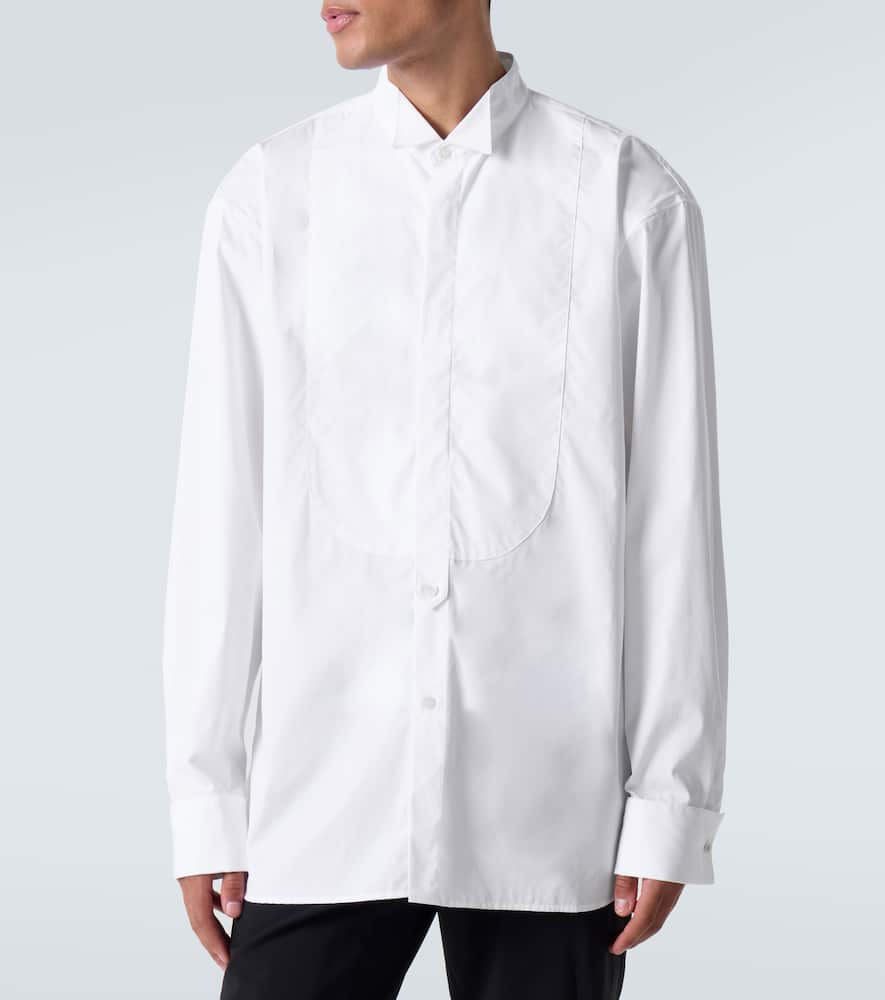 Dries Van Noten Oversized Cotton Poplin Tuxedo Shirt In Neutral