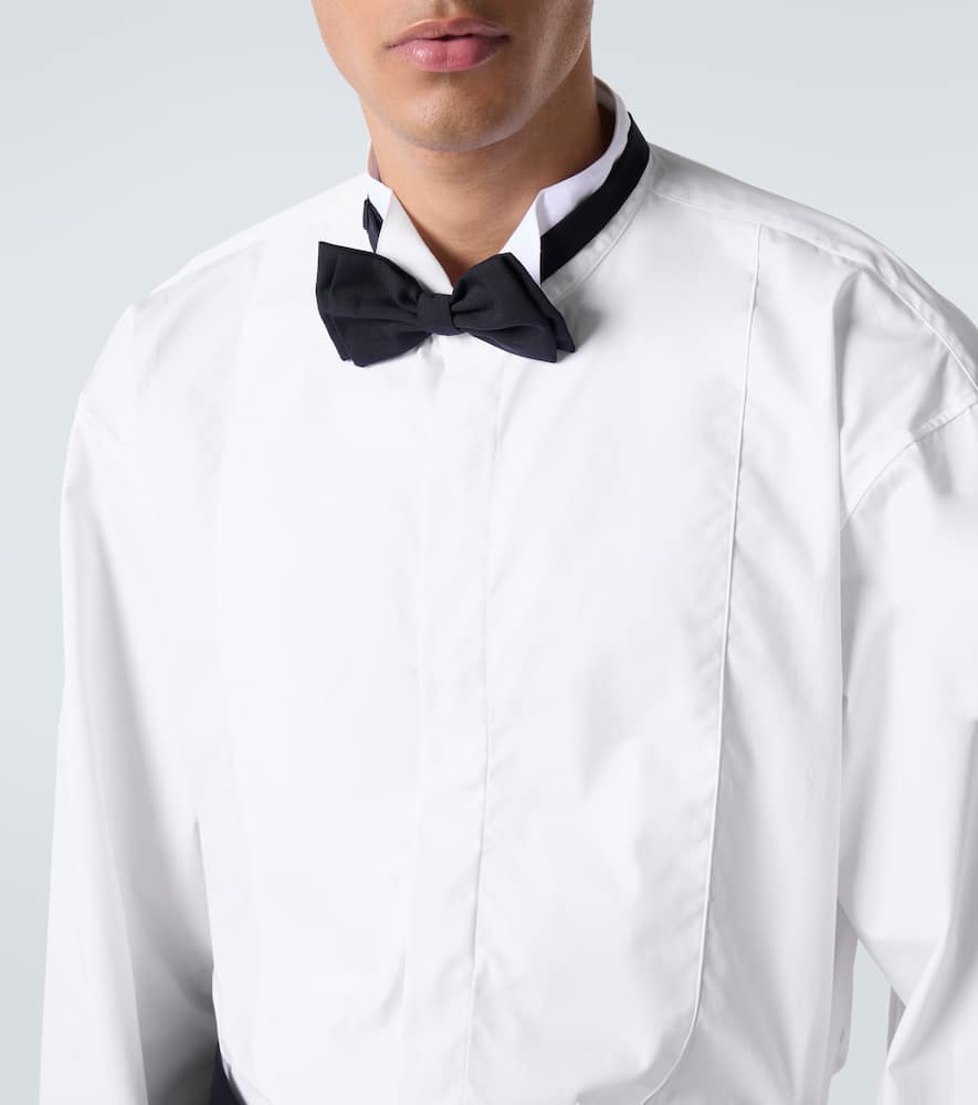 Dries Van Noten Oversized Cotton Poplin Tuxedo Shirt In Neutral