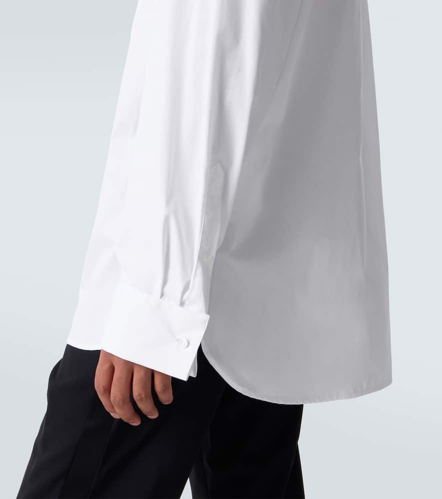 Dries Van Noten Oversized Cotton Poplin Tuxedo Shirt In Neutral