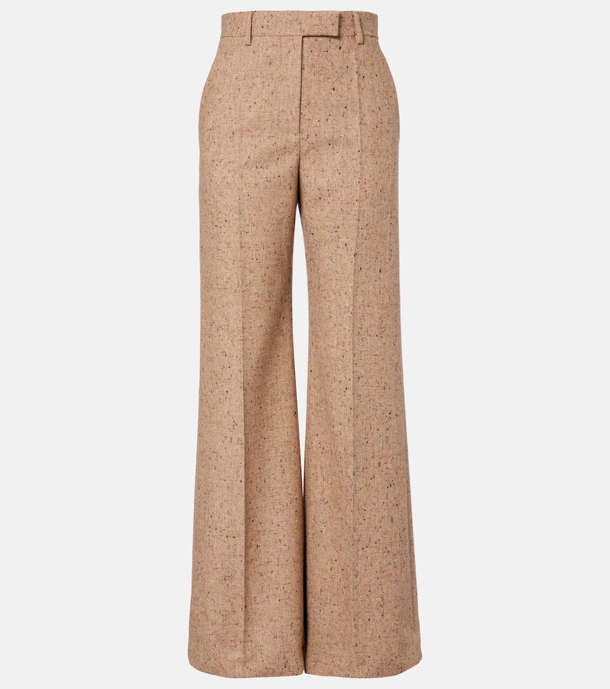 Valentino High-rise Virgin Wool Wide-leg Pants In Brown