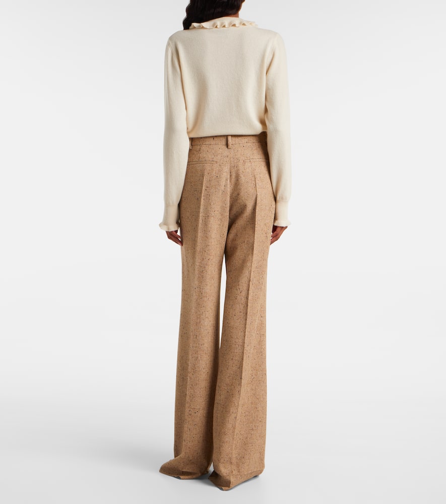 Valentino High-rise Virgin Wool Wide-leg Pants In Brown