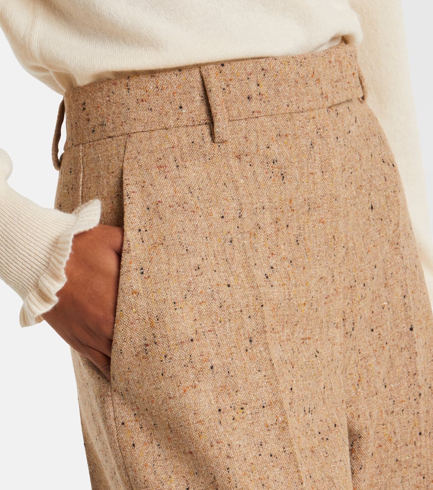 Valentino High-rise Virgin Wool Wide-leg Pants In Brown