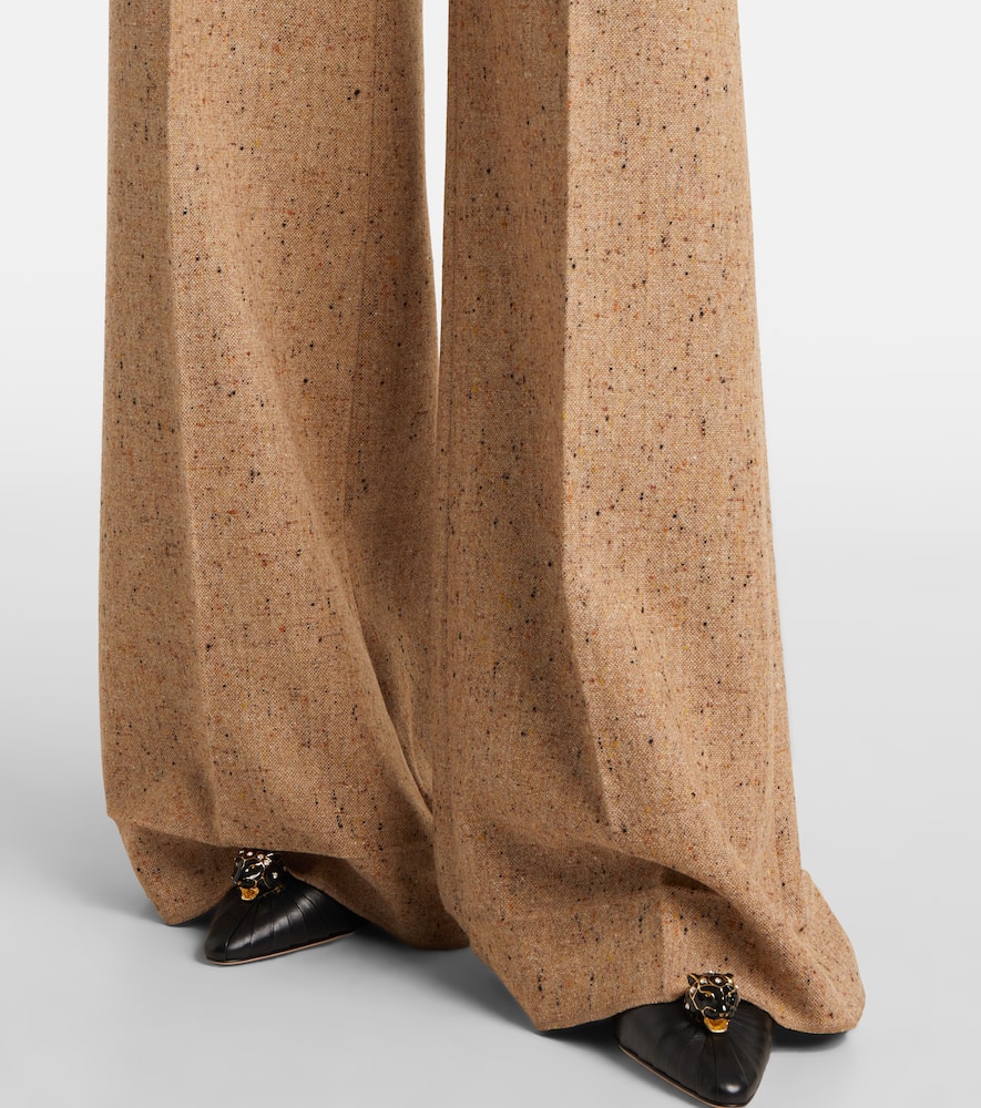 Valentino High-rise Virgin Wool Wide-leg Pants In Brown