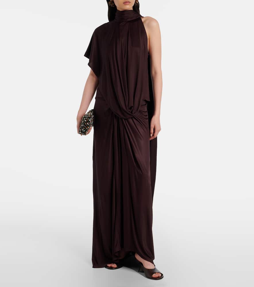Dries Van Noten Draped Maxi Skirt In Brown