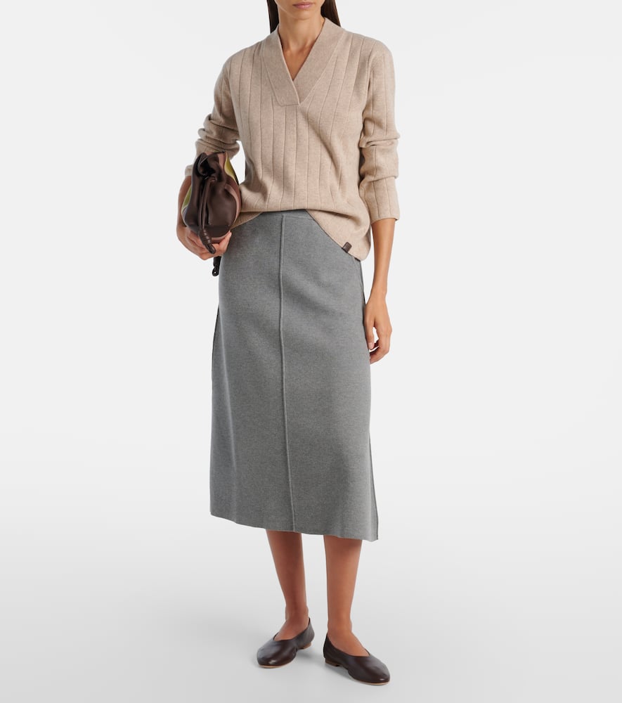 Max Mara Arten Ribbed-knit Cashmere Sweater In Neutral
