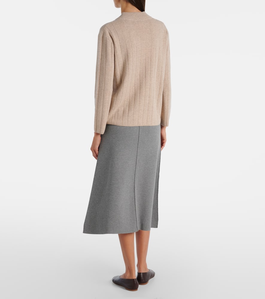 Max Mara Arten Ribbed-knit Cashmere Sweater In Neutral
