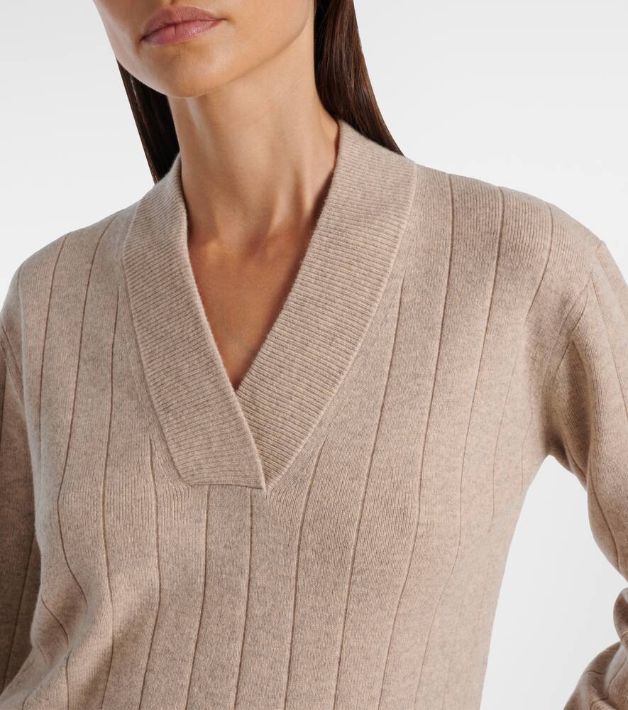 Max Mara Arten Ribbed-knit Cashmere Sweater In Neutral