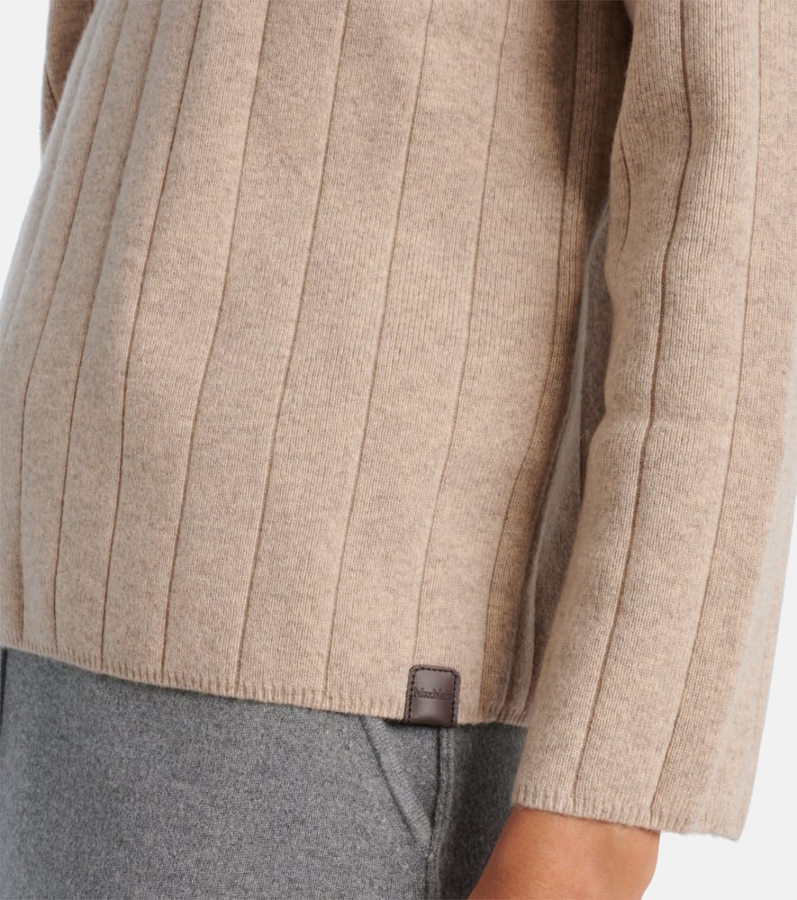 Max Mara Arten Ribbed-knit Cashmere Sweater In Neutral