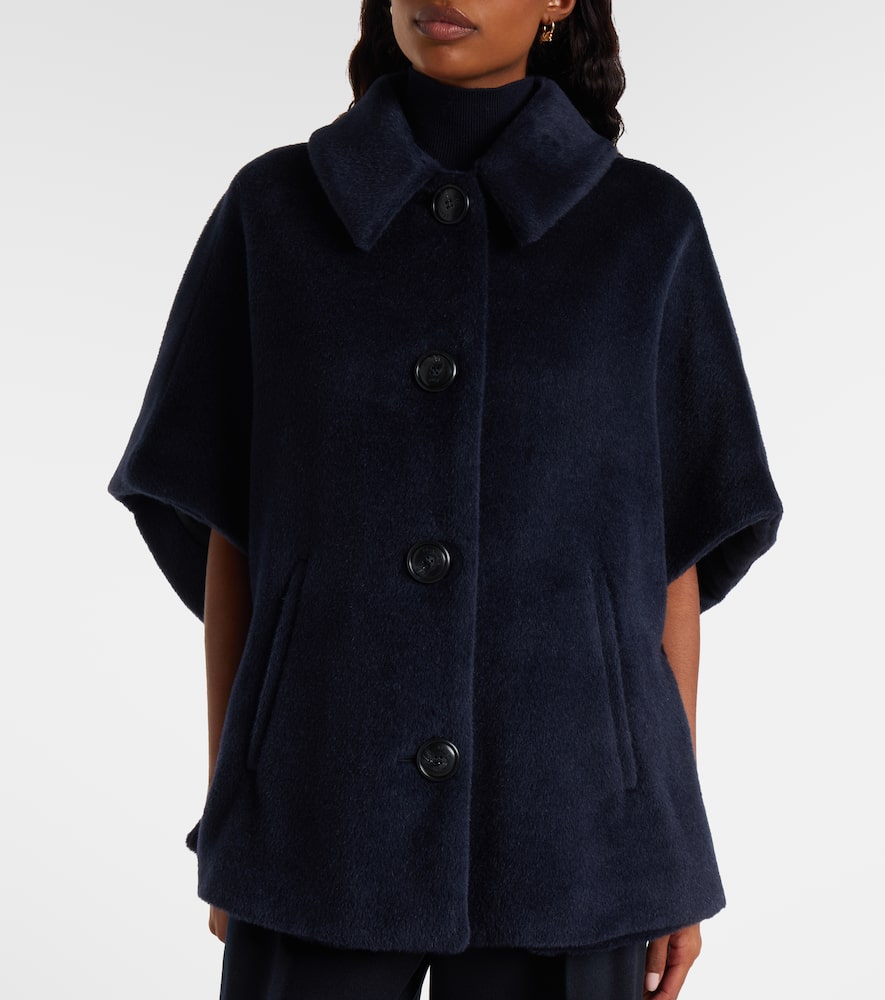 Max Mara Gulie Alpaca And Wool Cape In Blue