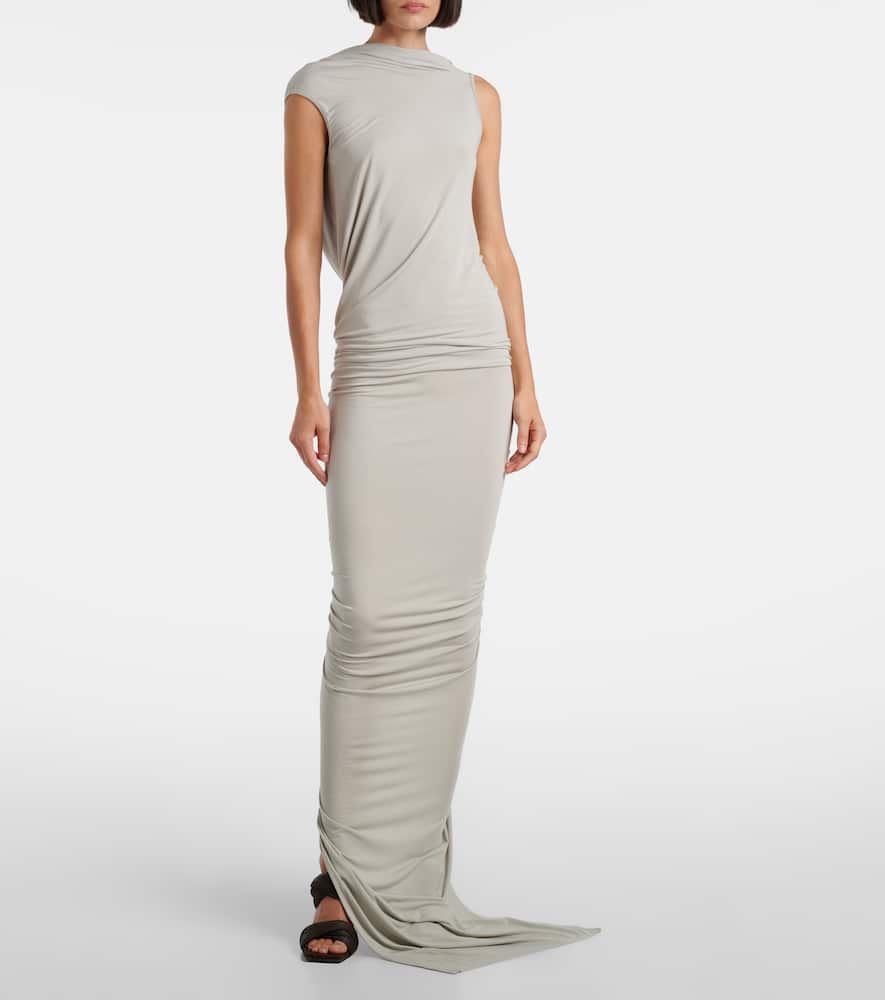 Rick Owens Eva Draped Jersey Gown In Gray