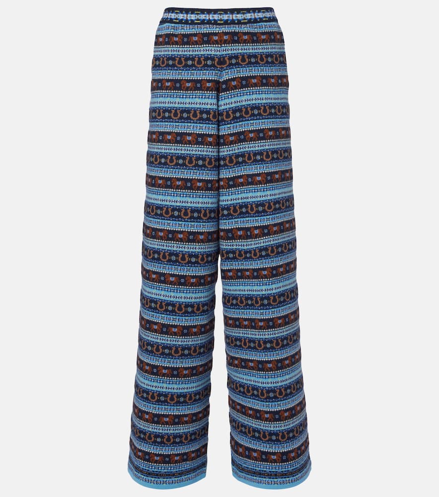 Stella Mccartney Knitted Virgin Wool Straight Pants In Blue