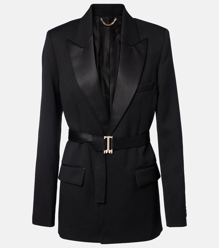 Victoria Beckham Womens Black Single-breasted Belted Tailored Wool-blend Jacket In Black