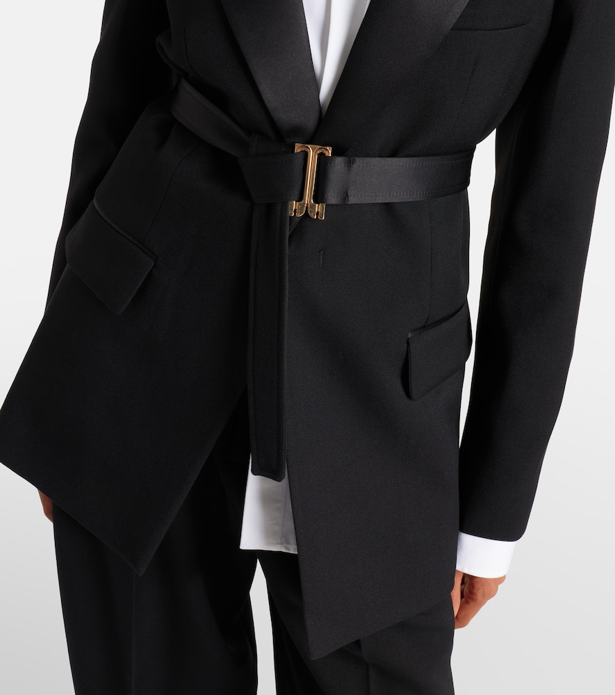 Victoria Beckham Womens Black Single-breasted Belted Tailored Wool-blend Jacket In Black