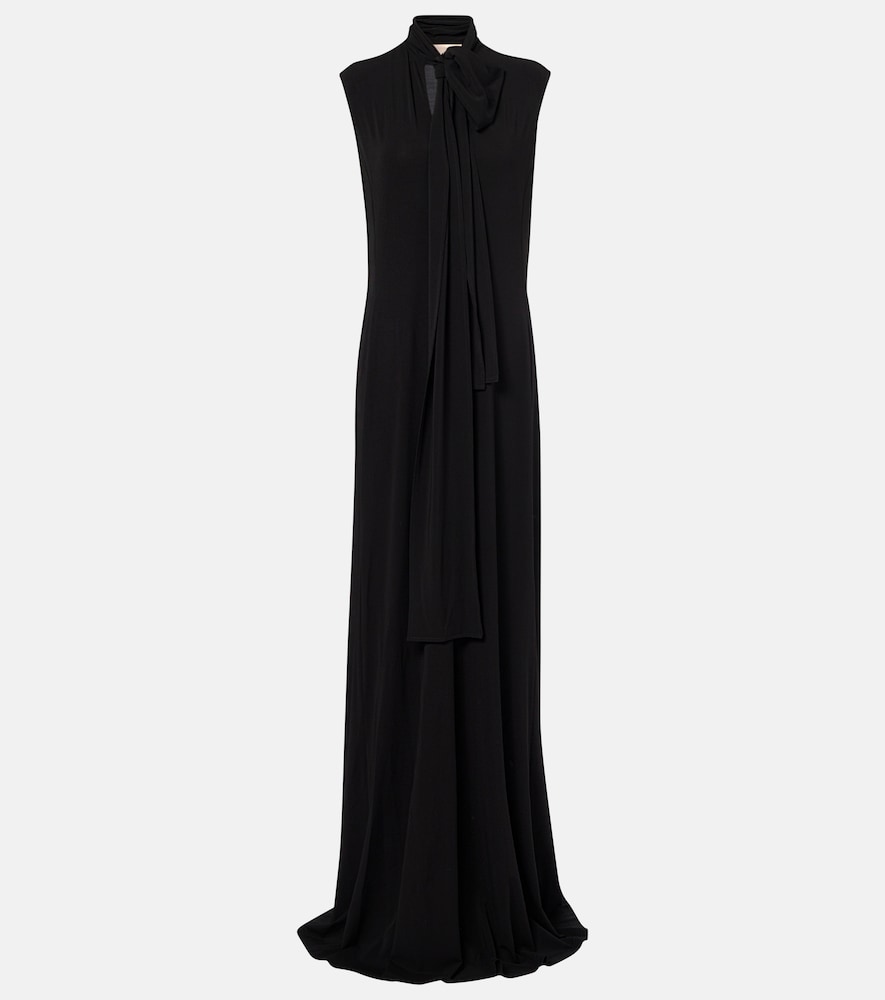 Plan C Scarf-detail jersey maxi dress