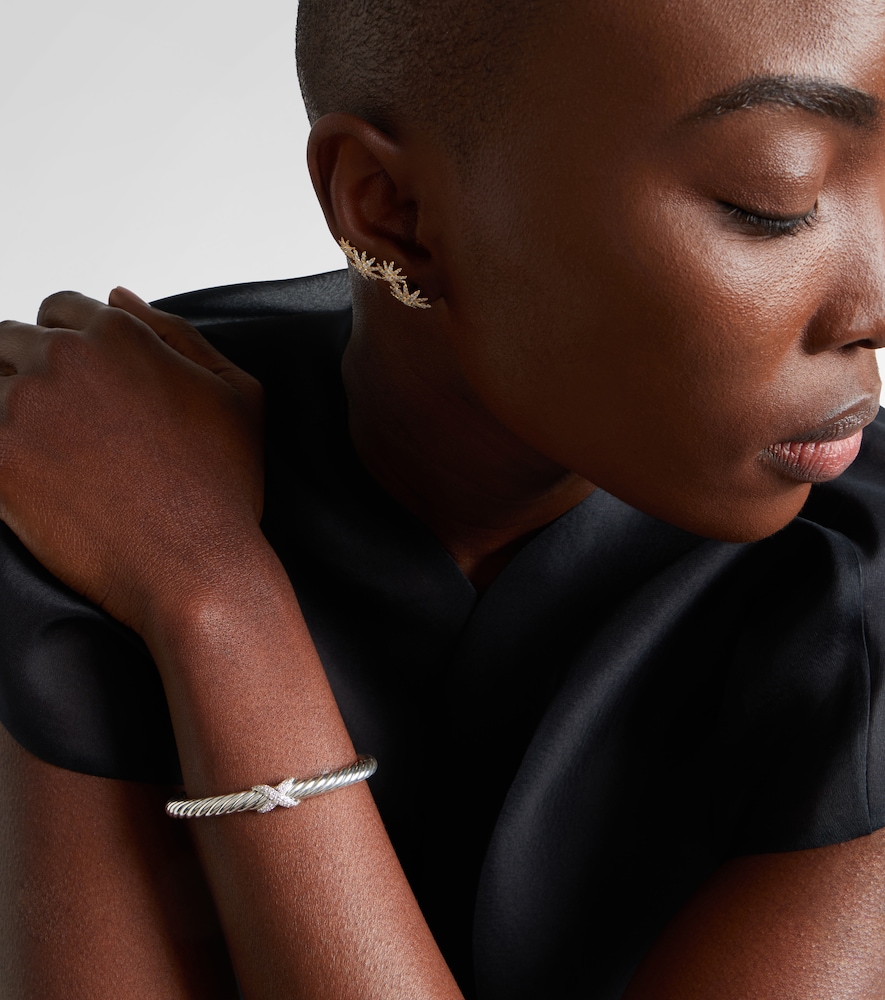  David Yurman David Yurman Cable Flexâ® 925 Sterling Silver Bracelet With Diamonds 