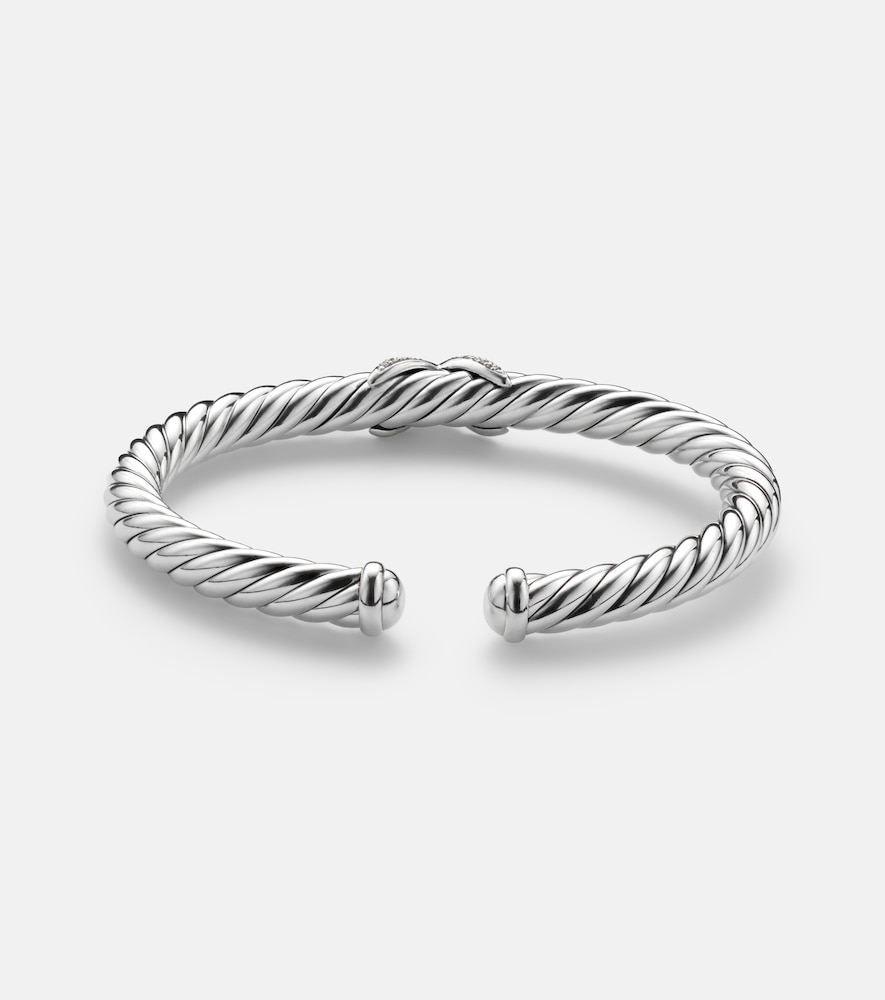  David Yurman David Yurman Cable Flexâ® 925 Sterling Silver Bracelet With Diamonds 