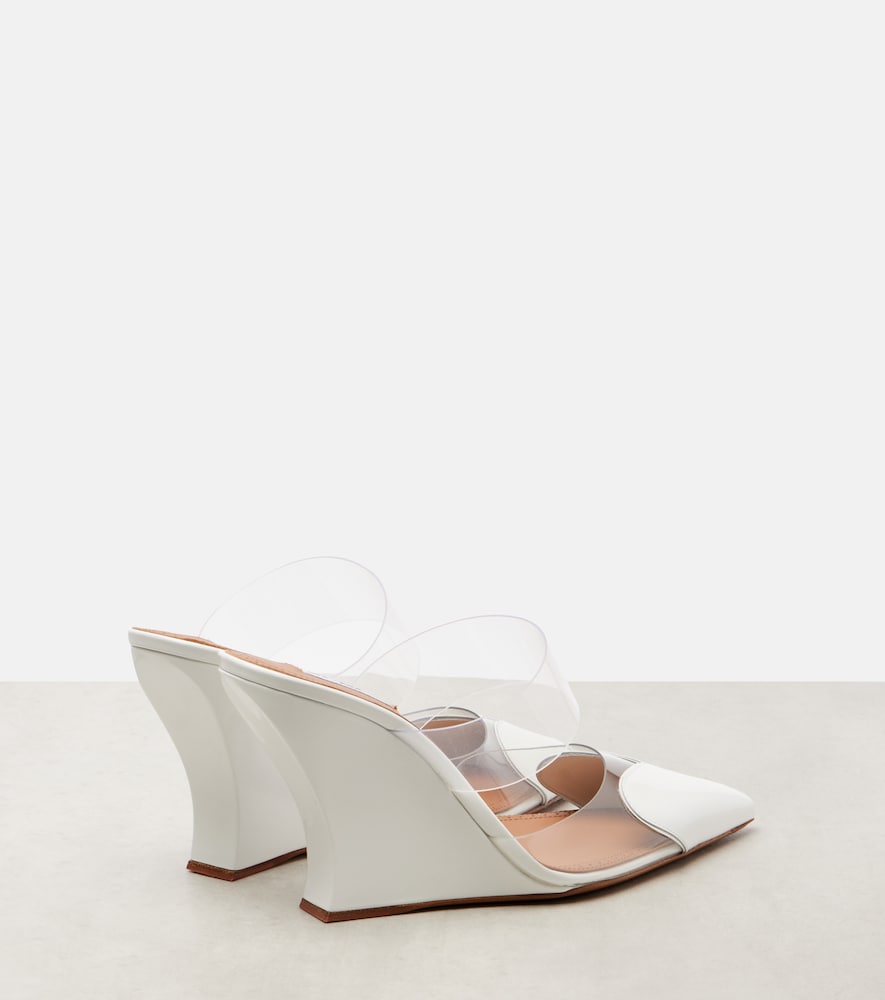  Alaia Alaia Le Cour 90 Leather And Pu Wedge Mules 