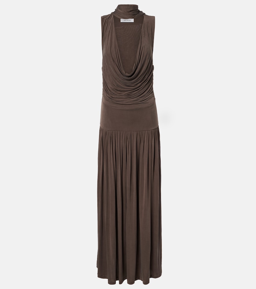 Aya Muse Alyve draped halterneck maxi dress