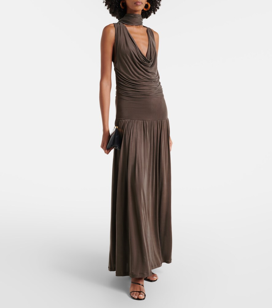 Aya Muse Alyve draped halterneck maxi dress