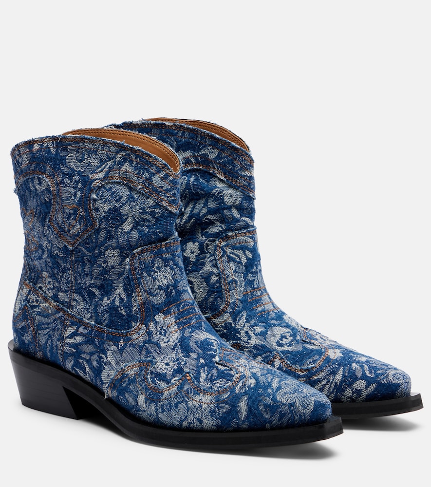 Ganni Low Shaft embroidered jacquard cowboy boots　Ganni Low シャフト刺繍入りジャカード カウボーイ ブーツ Ganni