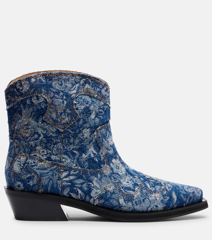  Ganni Ganni Low Shaft Embroidered Jacquard Cowboy Boots 